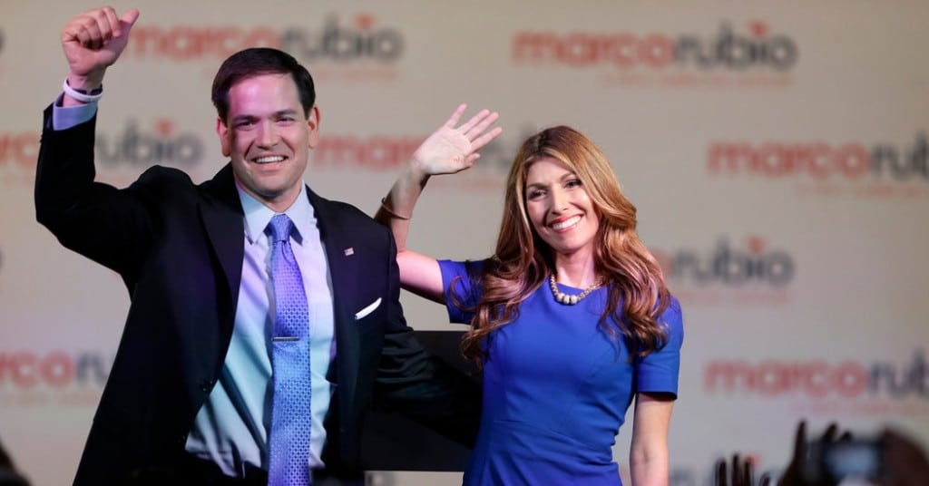El senador Marco Rubio y su mujer Jeanette Dousdebes
