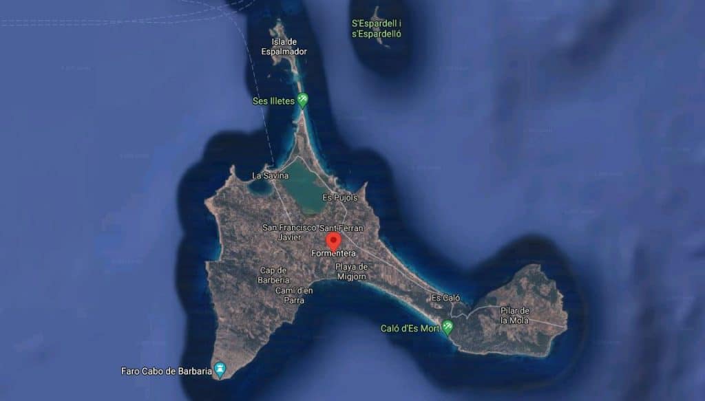 Formentera. Islas Baleares. Imagen aérea de la isla