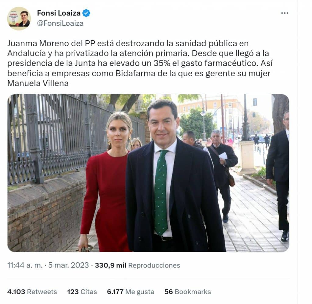 Fonsi Loaiza y Manuela Villena. 05-03-2023. Tweet de Fonsi.
