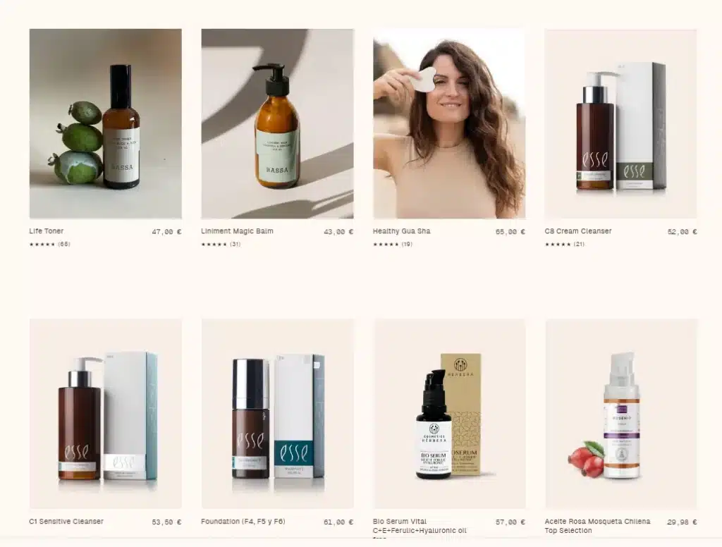 Cosmética natural con Attura. Fotos de varios productos.