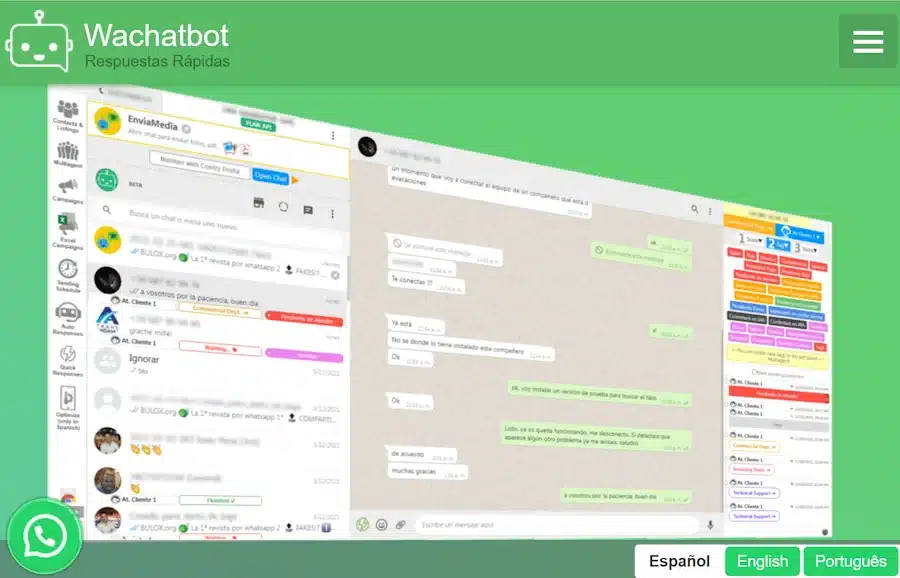 Automatizar WhatsApp Business. Imagen del servicio web WaChatbot