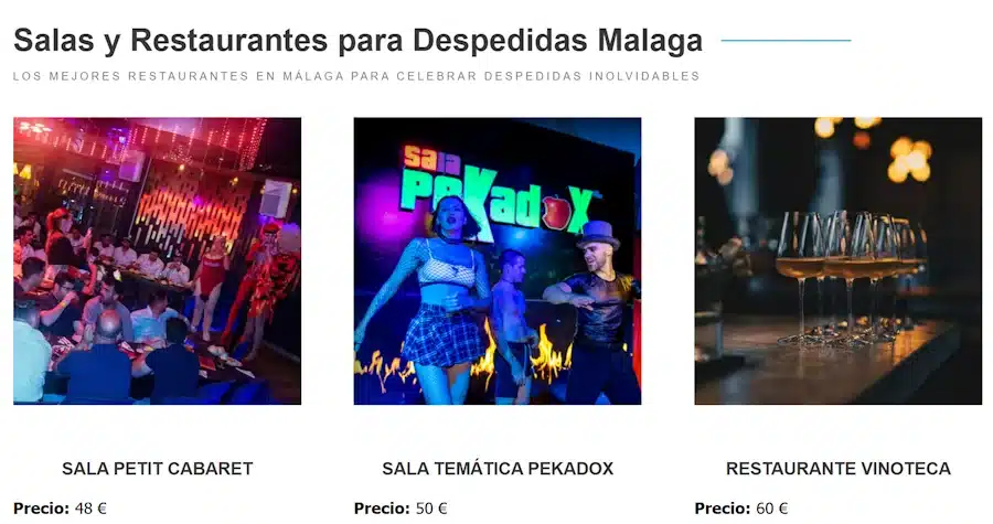 Qué hacer en una despedida en Málaga. Opciones en la web.